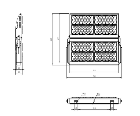 Inventronics Driver Led Flood Light Fixtures Aluminium Housing  800W 960W For Factory Supermarket