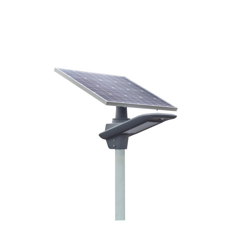130-150LM/W High Lumen 60W DC 11.1V Battery Smart Solar Powered LED Street Light Grey Housing with 3 Years Warranty